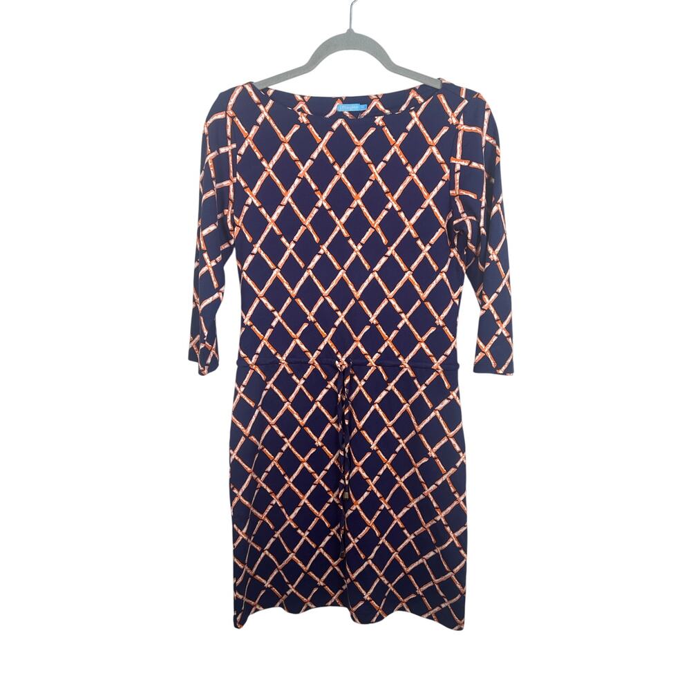 J. McLaughlin Catalina Cloth Geometric Sheath Dress Size XS Blue Orange GUC